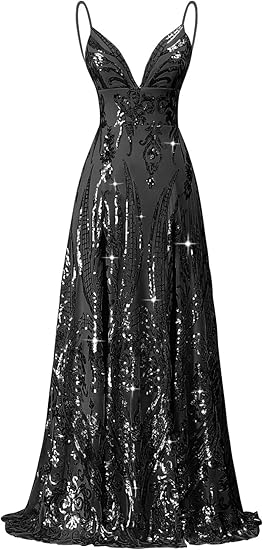 Sequin Prom Dresses Sleeveless Straps Ball Gown  Formal Dresses for Women Evening Party